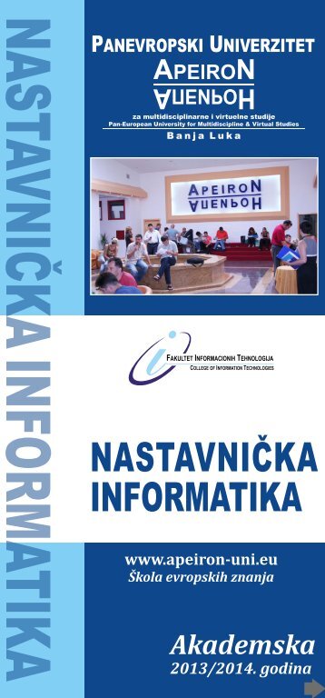 nastavniÄka informatika nastavniÄka - Panevropski univerzitet Apeiron