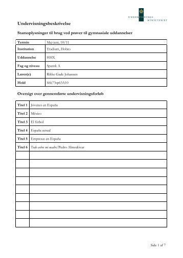 Undervisningsbeskrivelse - Tradium