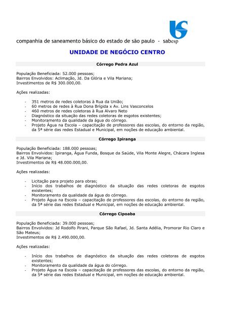 companhia de saneamento bÃ¡sico do estado de sÃ£o paulo - sabesp ...