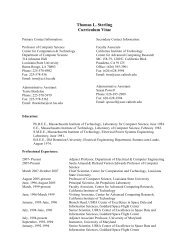 Thomas L. Sterling Curriculum Vitae - Center for Computation ...