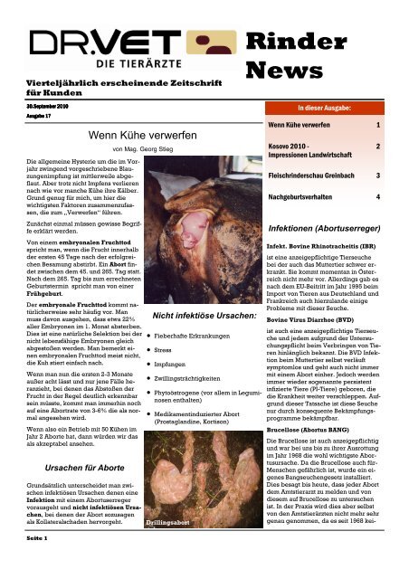 Rinder-News Oktober 2010 - Dr. Vet