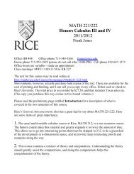 Math 221: Honors Calculus III - Department of Mathematics - Rice ...