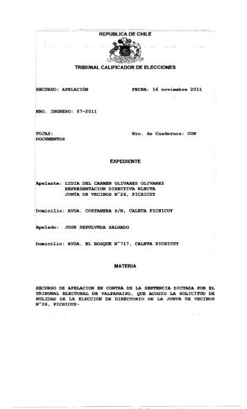 Rol 057-2011 - Tribunal Calificador de Elecciones