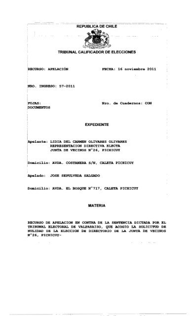 Rol 057-2011 - Tribunal Calificador de Elecciones