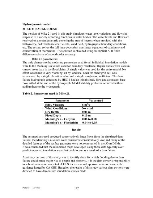 Hydrologic Issues for Dams - Association of State Dam Safety Officials