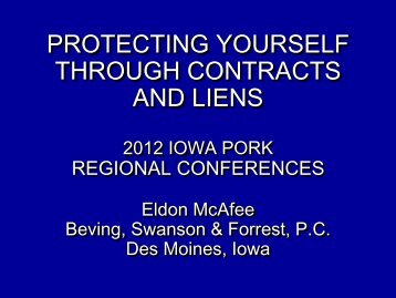Protecting Yourself Through Contracts & Liens - Iowa Pork ...