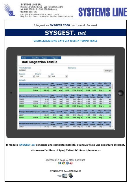 SYSGEST. net - Systems Line srl