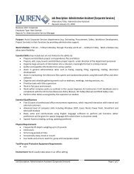 Job Description: Administrative Assistant (Corporate Services)