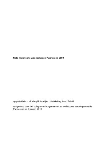 Historische woonschepen purmerend 2009 nota - Gemeente ...