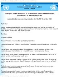 Principles for the protection of persons with mental illness and the ...