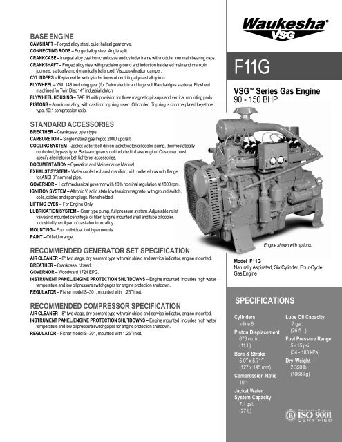 Specifications Vsga Series Gas Engine 90 150 Kraft Power