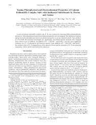 Tuning Photophysical and Electrochemical Properties of Cationic ...