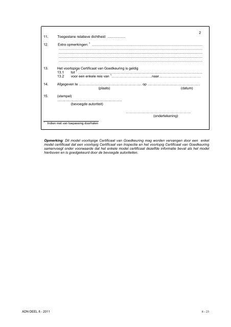 VBG Bijlage 1a ADN - RBV advies