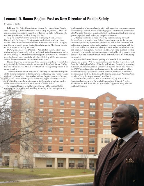 The Talon Vol. 3 Issue 1 - Spring 2008 - Coppin State University ...