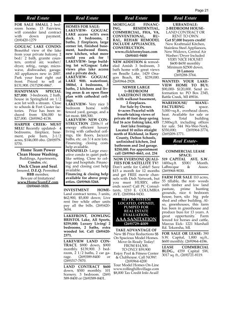 9/3/09 classified ads - Battle Creek Shopper News