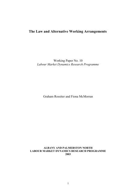 The Law and Alternative Working Arrangements. - Labour Market ...