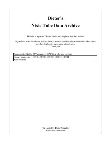 ITT datasheet: 5870 Nixie tube and variants - Tube-Tester
