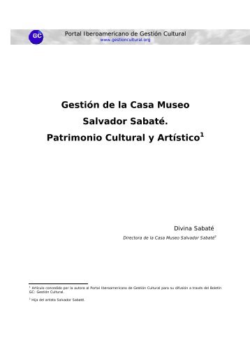 Gestión de la Casa Museo Salvador Sabaté - Portal Iberoamericano ...