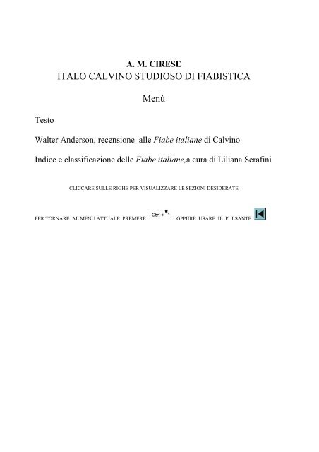 ITALO CALVINO STUDIOSO DI FIABISTICA MenÃ¹ - Amcirese.it