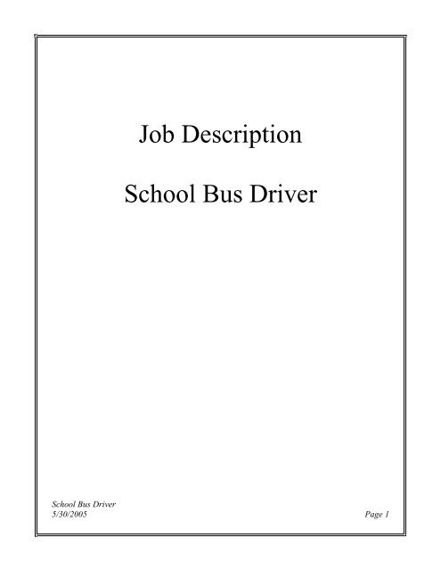 school bus driver job description