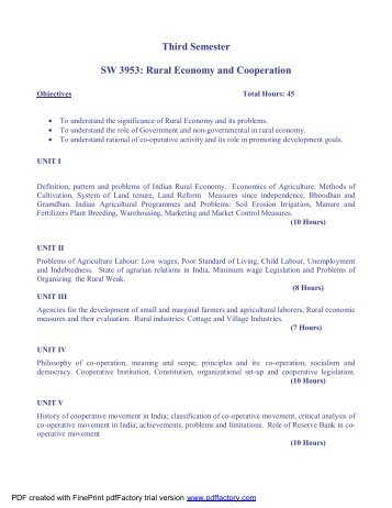 Rural Economy and Cooperation - Loyola College