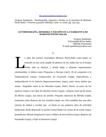 autobiografÃ­a, memoria y ficciÃ³n en la narrativa de mariano picÃ³n ...