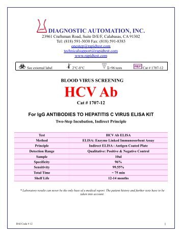 HCV Ab - ELISA kits - Rapid tests