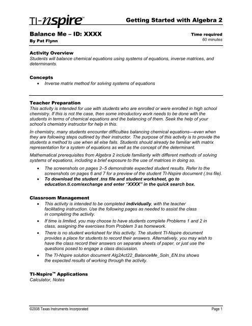 Balancing Chemical Equations