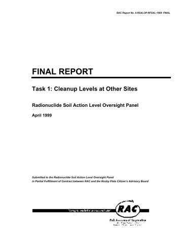 Task 1: Cleanup Levels at Other Sites