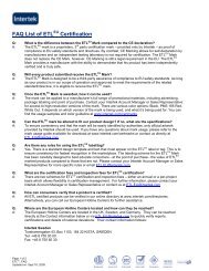 FAQ List of ETL Certification - Intertek