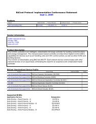 BACnet Protocol Implementation Conformance Statement