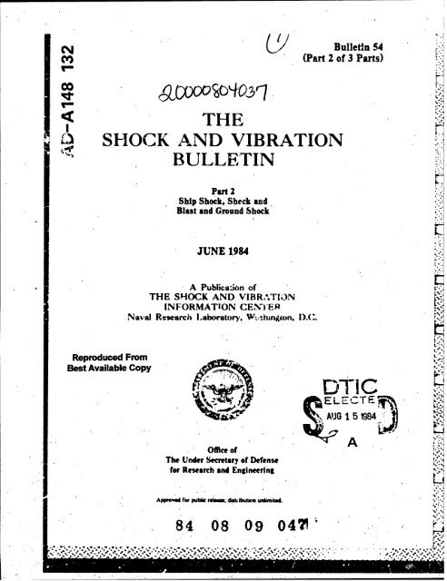 the l. shock and vibration bulletin - Defense Technical Information ...