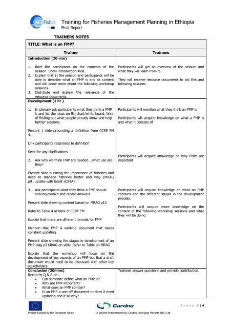 Final Technical Report - ACP Fish II