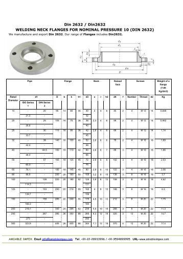 Din 2632 / Din2632 WELDING NECK FLANGES ... - Amiable Impex