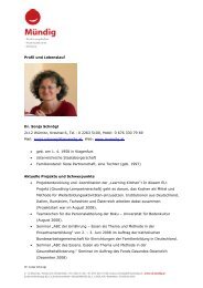 Profil und Lebenslauf Dr. Sonja Schnögl 2112 Würnitz, Kreuttal 6 ...