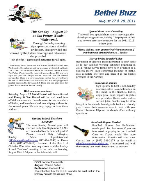 Bethel Buzz August 27 & 28, 2011.pdf - Bethel Lutheran Church