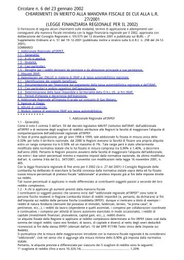 01-23-02 n.6 Circolare su esenzione IRAP per ONLUS - UBI Banca
