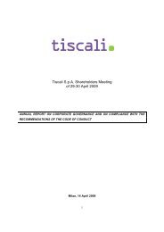 Tiscali S.p.A. Shareholders Meeting of 29-30 April 2009