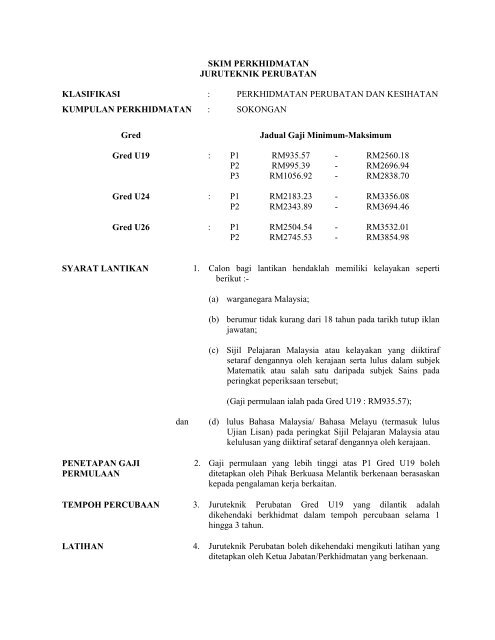 SKIM PERKHIDMATAN JURUTEKNIK PERUBATAN KLASIFIKASI ...