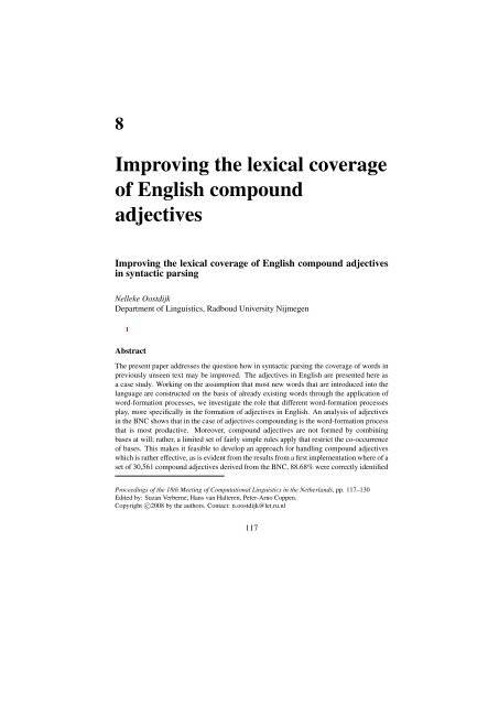 Improving the lexical coverage of English compound adjectives