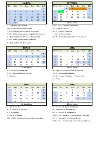 JANEIRO FEVEREIRO MARÇO ABRIL MAIO JUNHO - IFTM