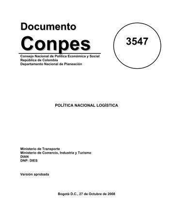 conpes 3547 - Presidencia de la RepÃºblica de Colombia