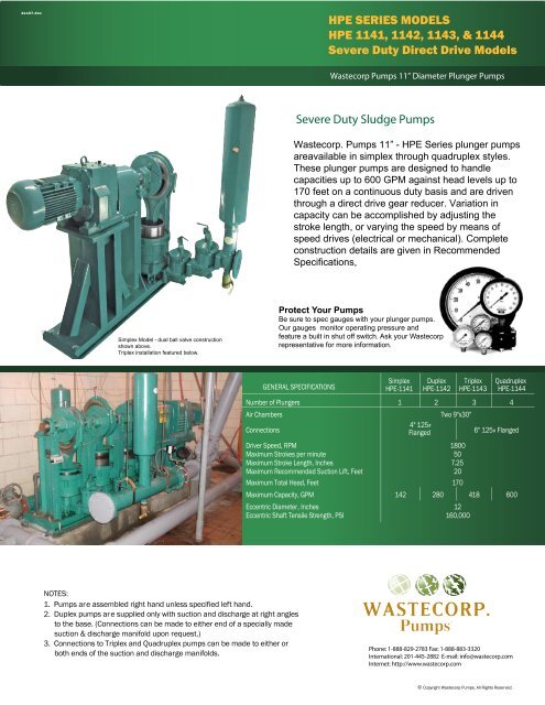 Engineering and Contractor Specs HPE 1141 ... - Wastecorp Pumps