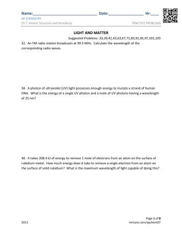 Ch 07 Practice Problems - AP Chemistry