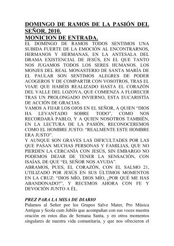 Moniciones y preces Semana Santa 2010.pdf - Monasterio de El ...