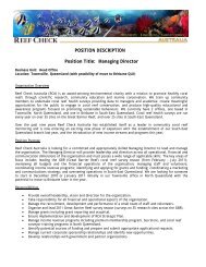 POSITION DESCRIPTION - Reef Check Australia