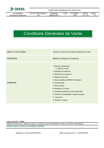 DEKRA DCS I4100 2011 08 CGV - DEKRA Certification