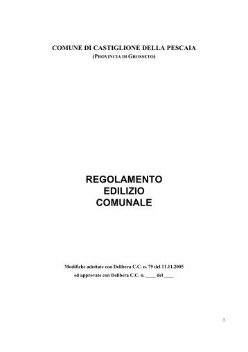 Regolamento Edilizio - Comune di Castiglione della Pescaia