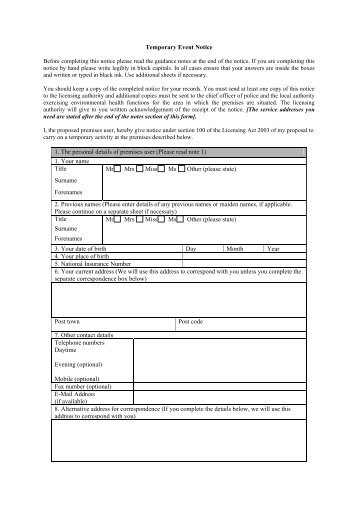 Temporary Event Notice form (PDF version) - Babergh District Council