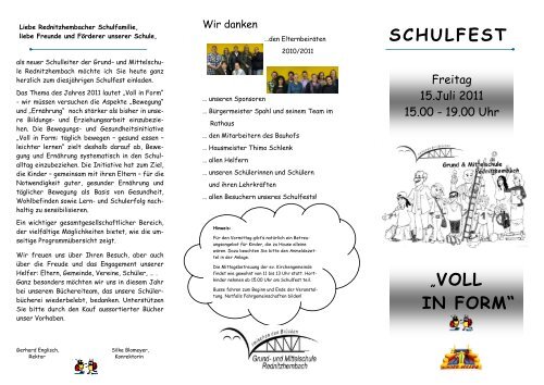 schulfest âvoll in formâ - Grund- und Mittelschule Rednitzhembach